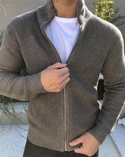 Men's Casual Sports Cardigan Coat Jacket Zipper Knit Sweater