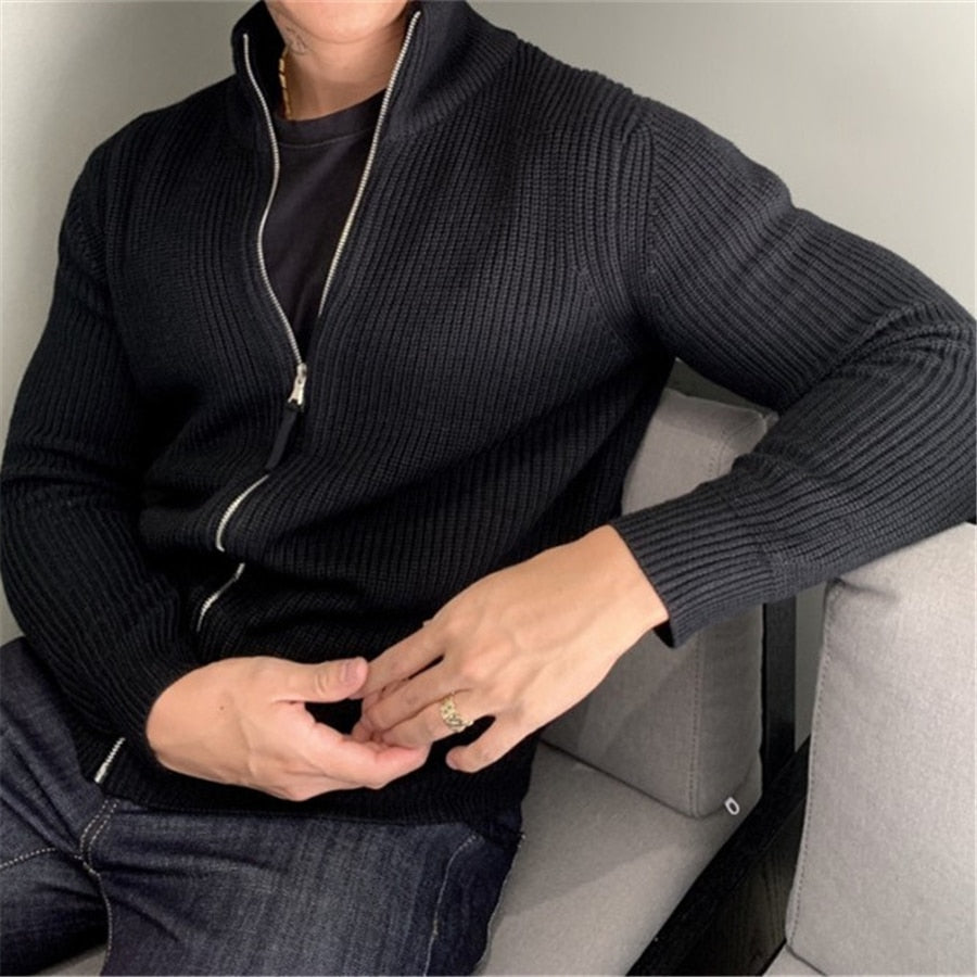 Men's Casual Sports Cardigan Coat Jacket Zipper Knit Sweater