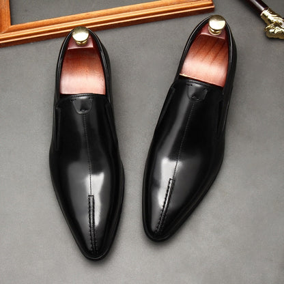Men's Genuine Cowhide Leather Pointed Toe Business Dress Shoe Oxford Style Shoes Men Great Design Formal Wedding Shoes Men G52