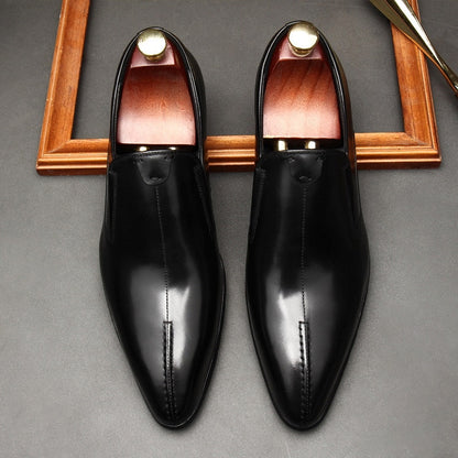 Men's Genuine Cowhide Leather Pointed Toe Business Dress Shoe Oxford Style Shoes Men Great Design Formal Wedding Shoes Men G52