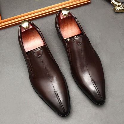Men's Genuine Cowhide Leather Pointed Toe Business Dress Shoe Oxford Style Shoes Men Great Design Formal Wedding Shoes Men G52