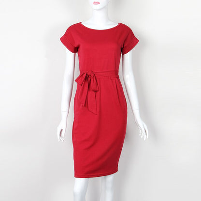 New Summer Women Dress Knee Length Sexy Bandage Bodycon Dress Short Sleeve Casual Dresses Sundress Femme GV451