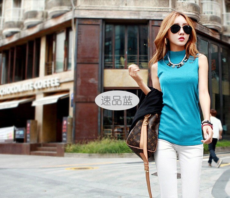 Women's Summer Autumn Sleeveless Solid Color Tops & Tees Cotton Tanks Tops Women Blouses Shirts Lady Vest 10 colors