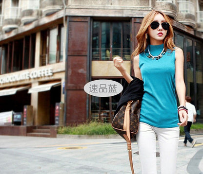 Women's Summer Autumn Sleeveless Solid Color Tops & Tees Cotton Tanks Tops Women Blouses Shirts Lady Vest 10 colors