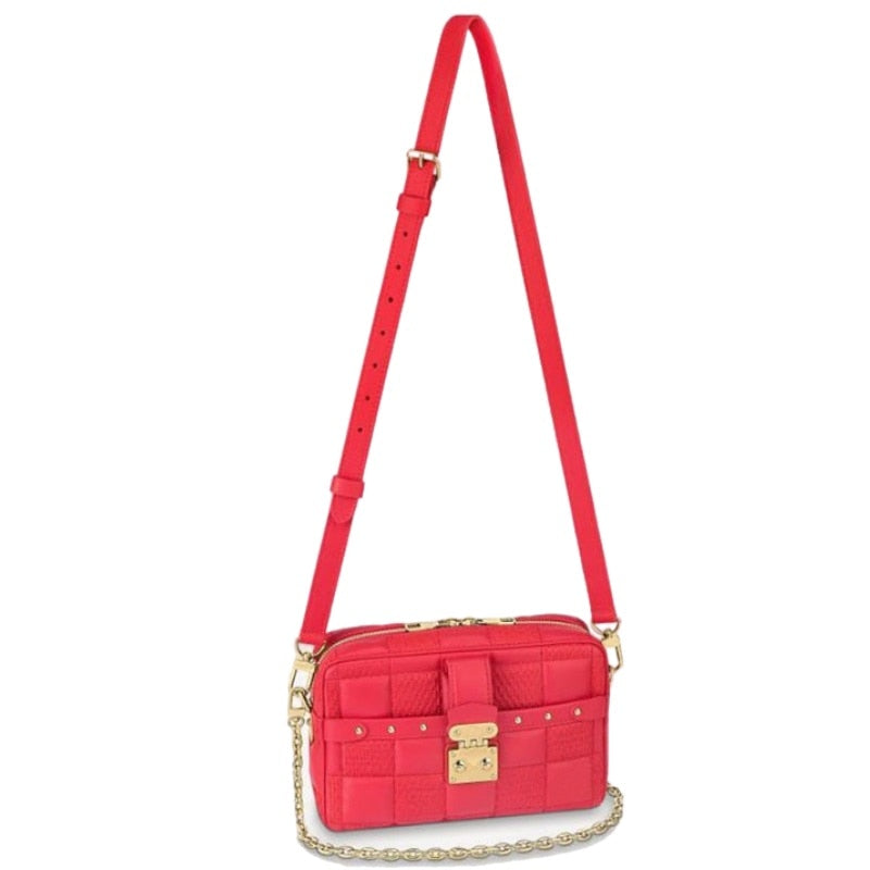 New Women's Genuine Leather Rivets Embroidery Removable Shoulder Chain Shoulder Crossbody Bags Ladies Camera Bag Handbag Purse