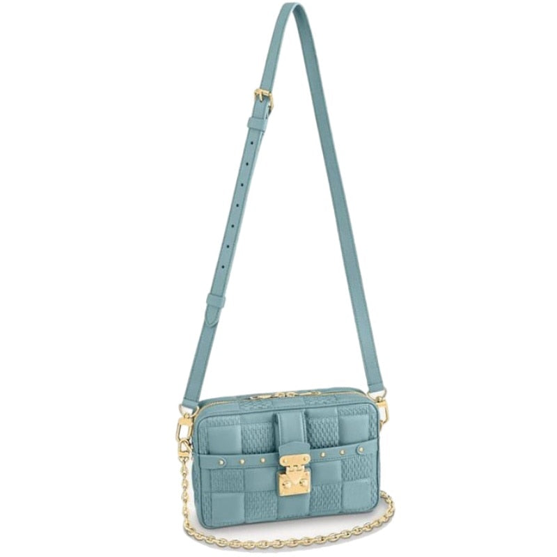 New Women's Genuine Leather Rivets Embroidery Removable Shoulder Chain Shoulder Crossbody Bags Ladies Camera Bag Handbag Purse