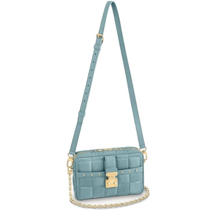 New Women's Genuine Leather Rivets Embroidery Removable Shoulder Chain Shoulder Crossbody Bags Ladies Camera Bag Handbag Purse