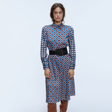 将图片加载到图库查看器，New ZA Chic Print Multicolor Long Dress Women Turn Down Collar Long Sleeve A Line Design Charm Temperament Autumn Style Dress
