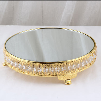 Gold & Silver Crystal Cake Stand Electroplating Mirror Face Fondant Cupcake Sweet Table Candy Bar Table Decorations