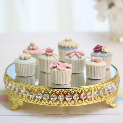 Gold & Silver Crystal Cake Stand Electroplating Mirror Face Fondant Cupcake Sweet Table Candy Bar Table Decorations