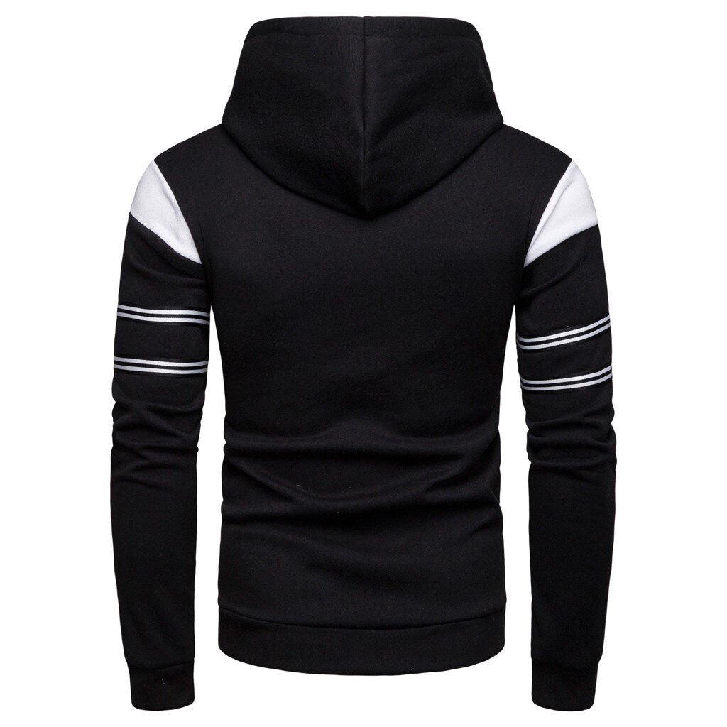 Men's Cardigan Hoodie Sweater long sleeved slim men's zipper hoodie jacket casual striped stitching jacket