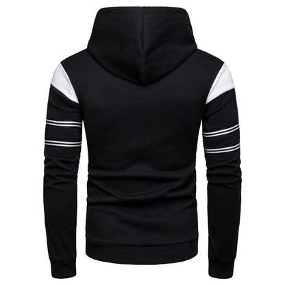 Men's Cardigan Hoodie Sweater long sleeved slim men's zipper hoodie jacket casual striped stitching jacket