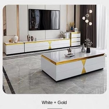 New simple marble with toughened glass combination for TV cabinet of tea table