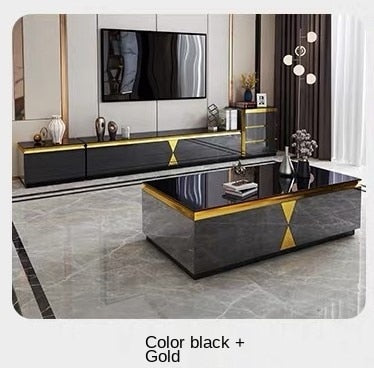 New simple marble with toughened glass combination for TV cabinet of tea table