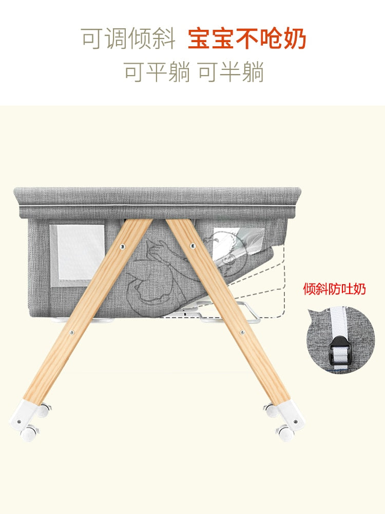 Newborn Multi-functional Baby Bed Foldable Portable Cradle Bed Baby Twin Cradle Movable