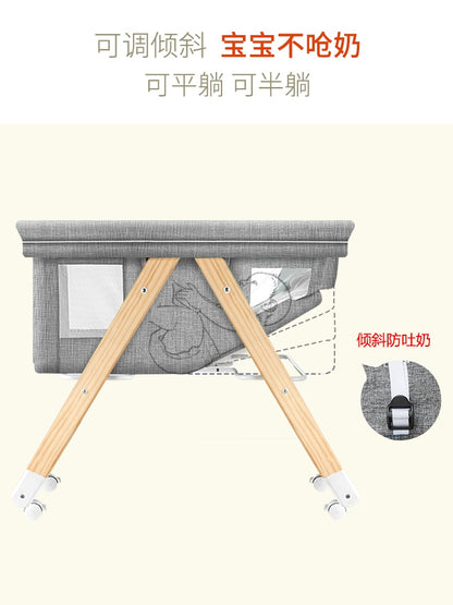Newborn Multi-functional Baby Bed Foldable Portable Cradle Bed Baby Twin Cradle Movable