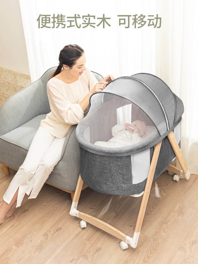 Newborn Multi-functional Baby Bed Foldable Portable Cradle Bed Baby Twin Cradle Movable