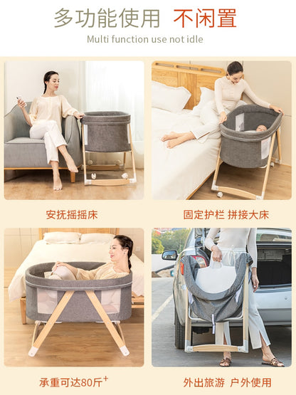 Newborn Multi-functional Baby Bed Foldable Portable Cradle Bed Baby Twin Cradle Movable