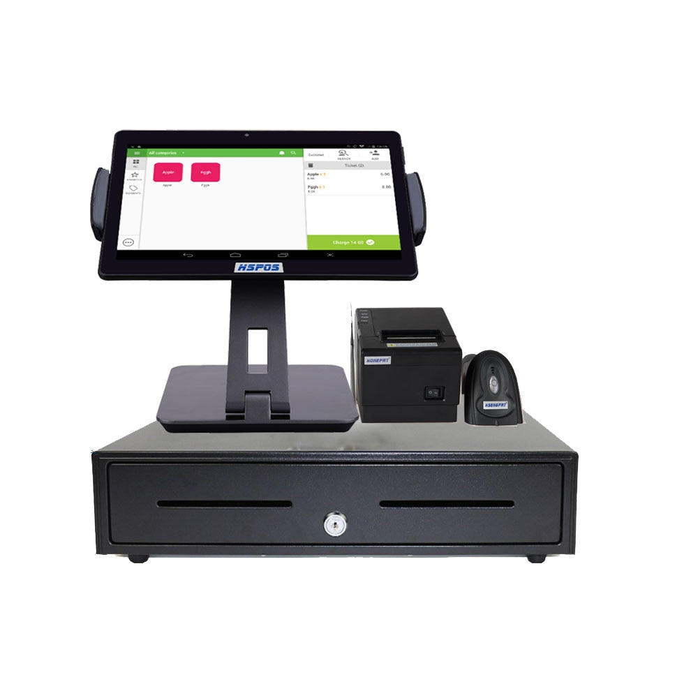 New OEM 10 inch Android Tablet POS Cash Register with 80MM Printer,Bluetooth Scanner for Retail Restaurant