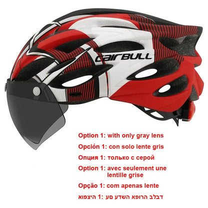 Newest Road Bike Mountain Bike Helmet with TT Lens & Visor Men Women Cycling Helmet with Rear Light Sports Mtb Bicycle Helmet