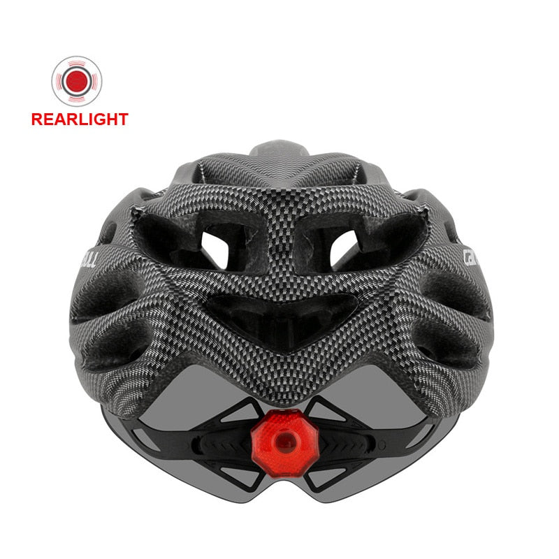 Newest Road Bike Mountain Bike Helmet with TT Lens & Visor Men Women Cycling Helmet with Rear Light Sports Mtb Bicycle Helmet