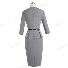 Load image into Gallery viewer, Nice-forever Vintage Elegant Wear to Work with Belt Peplum vestidos Business Party Bodycon Office Career Women Dress B473
