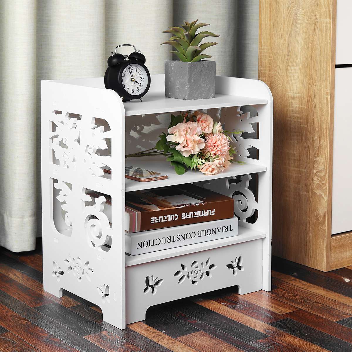 Nightstands Bedside Table Storage Cabinet Bedroom Furniture Nordic Apartment Bedroom Nightstands Nordic White Bedside End Table