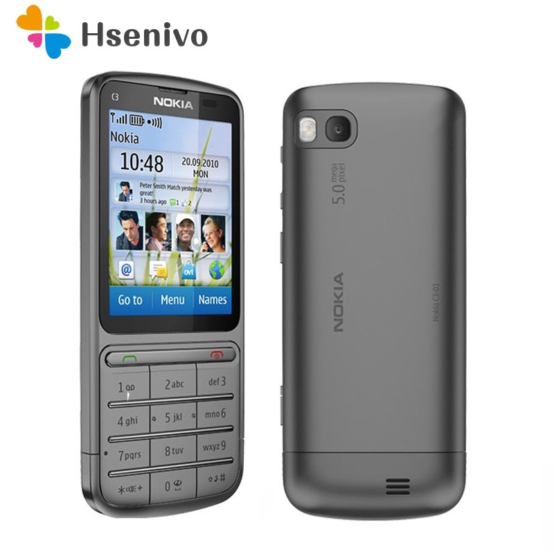 Nokia C3-01 Refurbished-Original C3-01 phone 2.4 'Inch 5MP Camera 1050mAh WIFI  Single Core Cellphone Free shipping