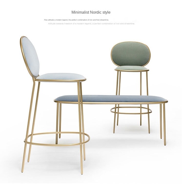 Nordic Bar Stool Wrought Iron Ins Creative Table Gold Lift Cafe Back Net Red High Chair Simple Counter Stool Bar Stools