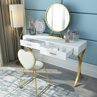 Nordic Dressing Table Bedroom Small Huxing Net Red Belt Drawer Dressing Table Set Simple Solid Wood Cosmetic Table New 2019 Heart Shaped Chair