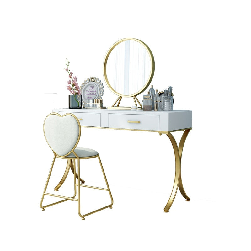 Nordic Dressing Table Bedroom Small Huxing Net Red Belt Drawer Dressing Table Set Simple Solid Wood Cosmetic Table New 2019 Heart Shaped Chair