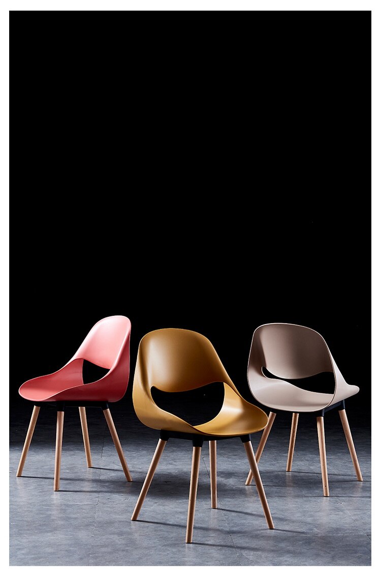 Nordic Home Solid Wood Chair Restaurant Office Desk Chair Creative Leisure Chair Modern Simple Plastic Stool Back Chair Adult
