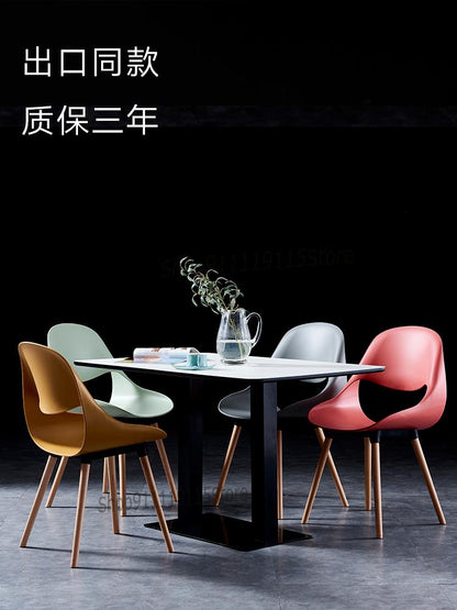 Nordic Home Solid Wood Chair Restaurant Office Desk Chair Creative Leisure Chair Modern Simple Plastic Stool Back Chair Adult