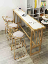 Load image into Gallery viewer, Nordic Marble Bar Table Wrought Iron Net Red High Table Home Living Room Partition Cabinet Simple Modern Bar Chair
