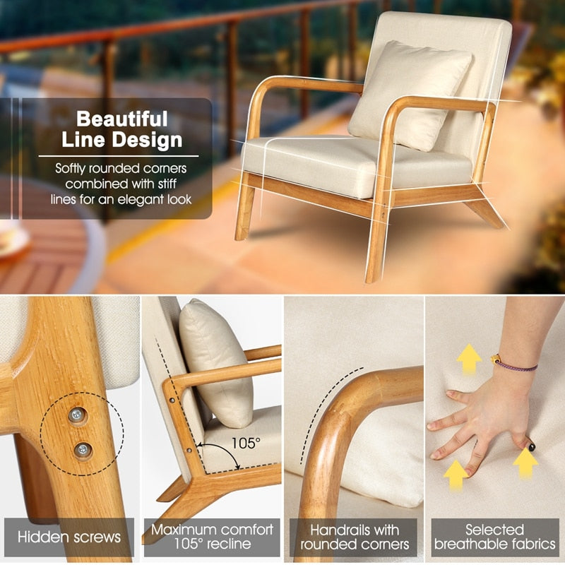Nordic Sofa Chair Reading Armchair Modern Lounge Chair for Living Room Mid-Century Chair Balcony Leisure Chair Bedroom Furniture