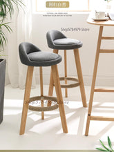 Cargar imagen en el visor de la galería, Nordic Solid Wood Bar Chair Back Modern Simple High Bar Stool Front Desk High Stool Household Bar Table And Chair
