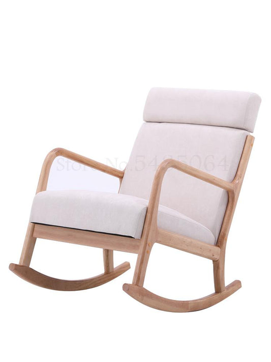 Nordic Solid Wood Rocking Chair Lazy Sofa Balcony Leisure Rocking Chair Sofa Chair Modern Minimalist Nap Rocking Chair Back