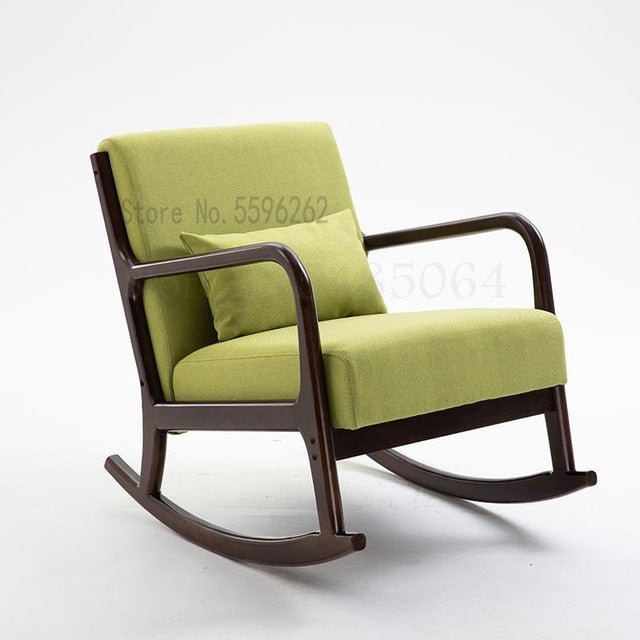 Nordic Solid Wood Rocking Chair Lazy Sofa Balcony Leisure Rocking Chair Sofa Chair Modern Minimalist Nap Rocking Chair Back