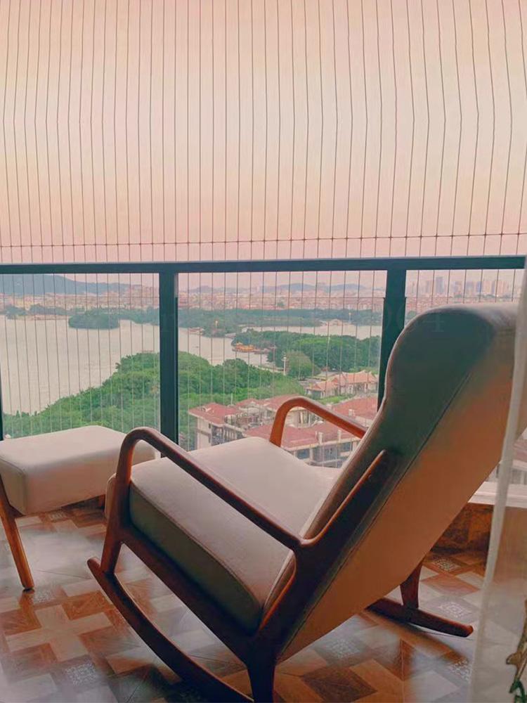 Nordic Solid Wood Rocking Chair Lazy Sofa Balcony Leisure Rocking Chair Sofa Chair Modern Minimalist Nap Rocking Chair Back