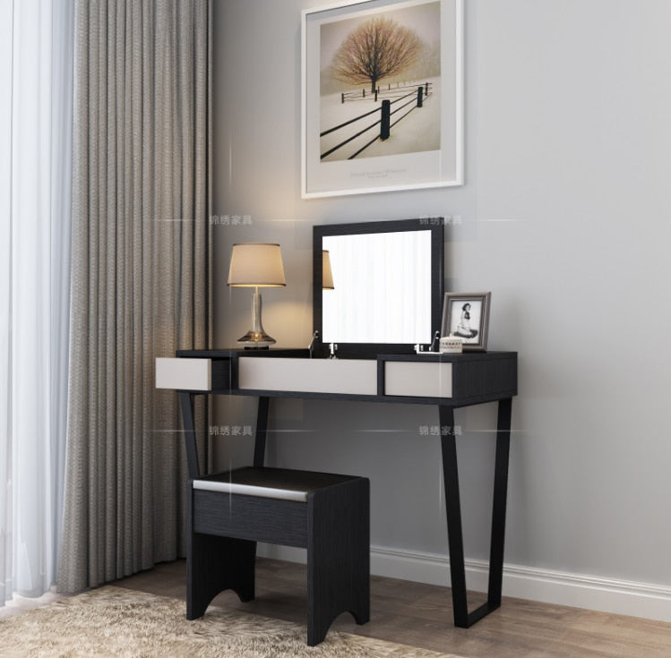 Nordic black modern simple net dressing table bedroom fold multi-functional dressing table small family mini dressing table