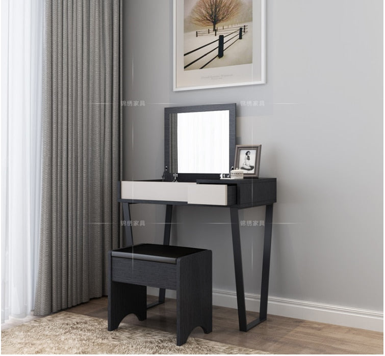 Nordic black modern simple net dressing table bedroom fold multi-functional dressing table small family mini dressing table
