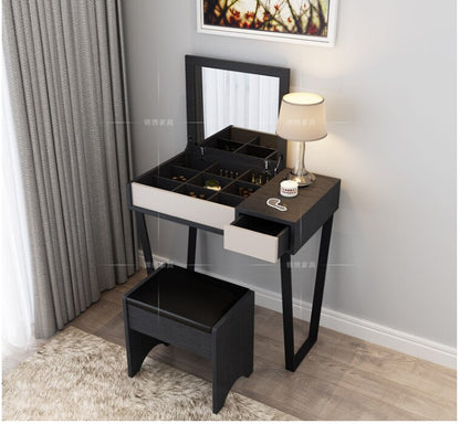 Nordic black modern simple net dressing table bedroom fold multi-functional dressing table small family mini dressing table