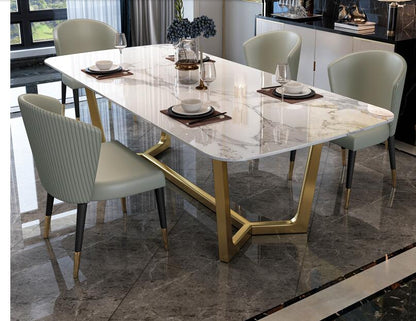 Nordic minimalist modern dining table and chair combination rectangular stainless steel home dining table dining table