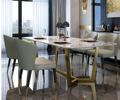 Nordic minimalist modern dining table and chair combination rectangular stainless steel home dining table dining table
