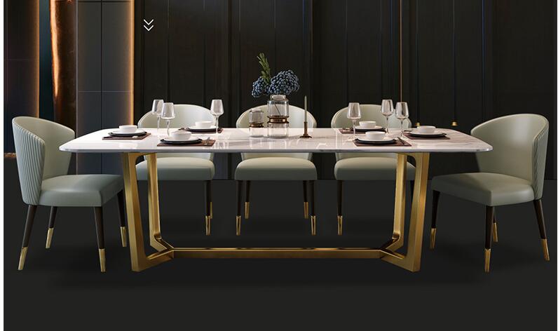 Nordic minimalist modern dining table and chair combination rectangular stainless steel home dining table dining table