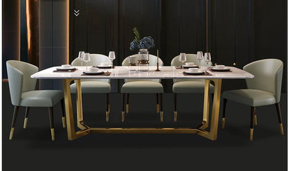 Nordic minimalist modern dining table and chair combination rectangular stainless steel home dining table dining table