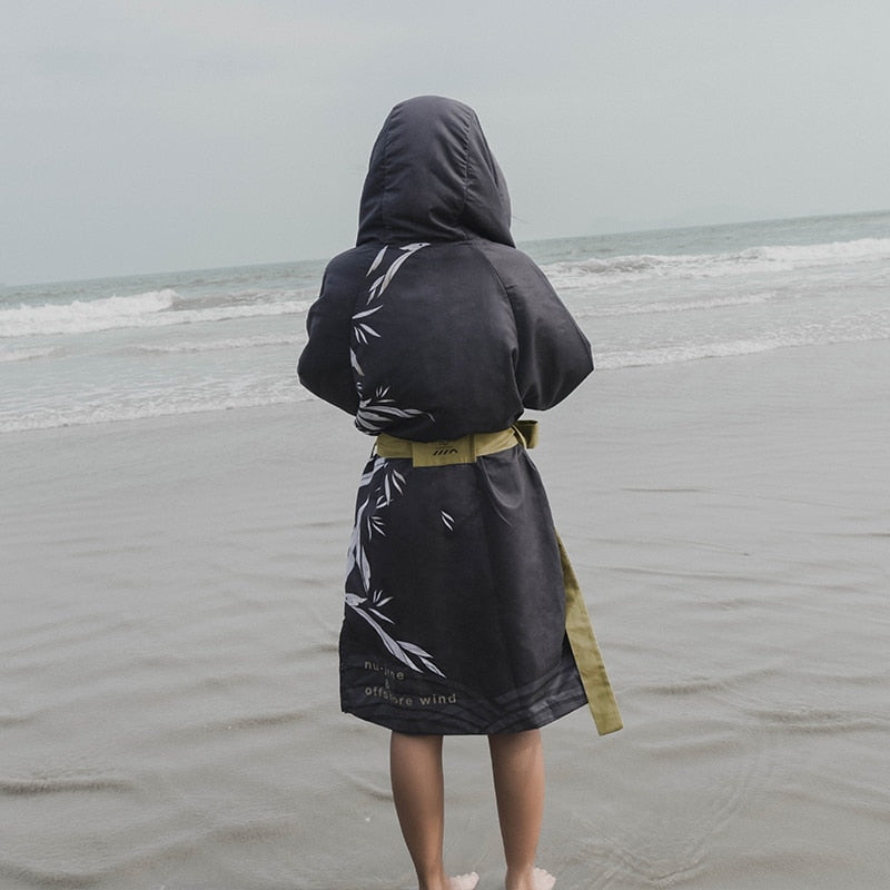 Nu-June Men Women Change Robes Poncho Quick-Dry Hooded Nightgown Towel Sweat-Absorbent Swim Robe Beach Pool Diving Suit Swimming