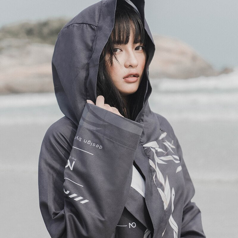 Nu-June Men Women Change Robes Poncho Quick-Dry Hooded Nightgown Towel Sweat-Absorbent Swim Robe Beach Pool Diving Suit Swimming