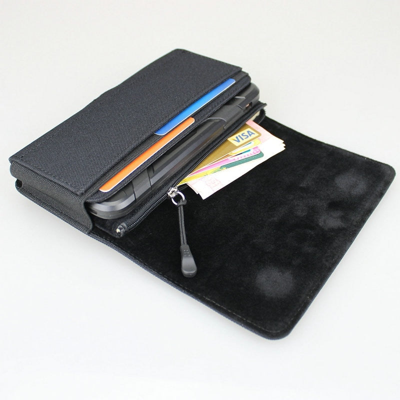 Nylon Double Decker Phone Belt Holster Case for iPhone 12 Pro Max, iPhone Xs Max, Samusng Galaxy S20 Ultra, Huawei Mate 30 Pro