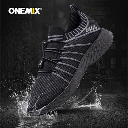 ONEMIX Men's 2021 New Black Running Shoes for Men Waterproof Breathable Training Sneakers Male Outdoor Anti-Slip Trekking Sports Shoes